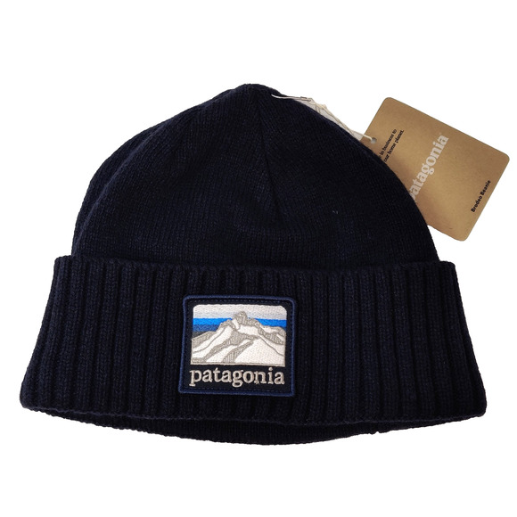 Patagonia Unisex Brodeo Beanie Line Logo Ridge Classic Navy Recycyled Wool NWT - Picture 1 of 8
